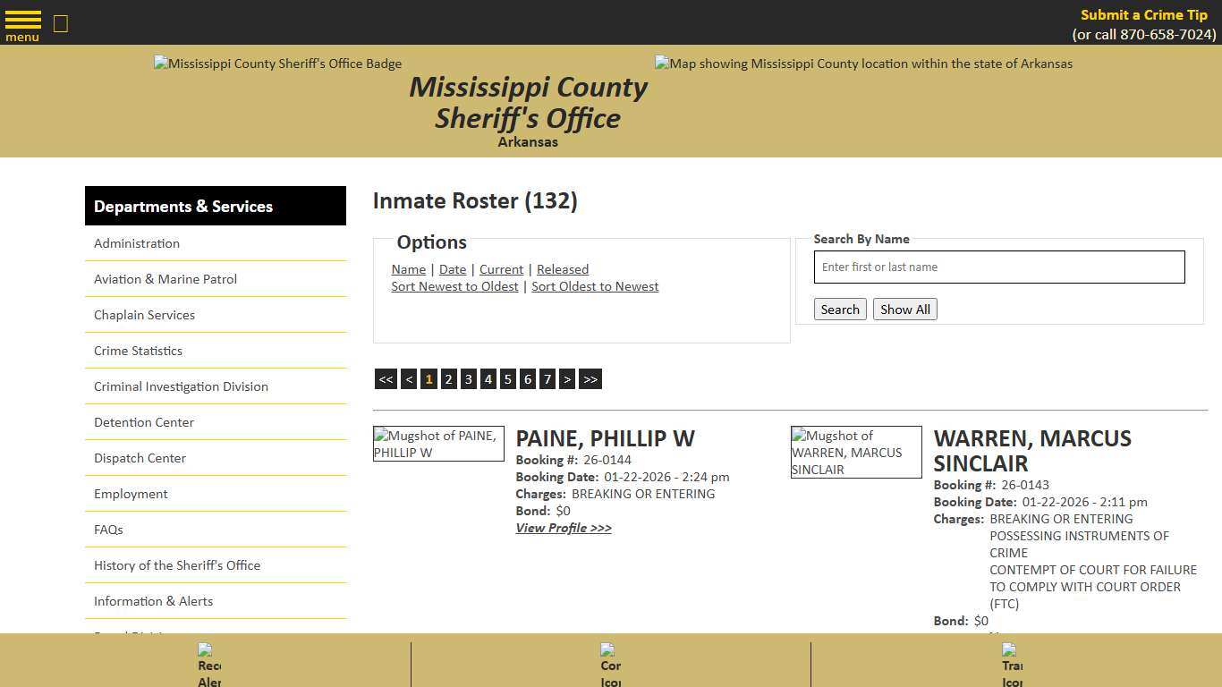 Inmate Roster - Current Inmates Booking Date Descending - Mississippi County AR Sheriff